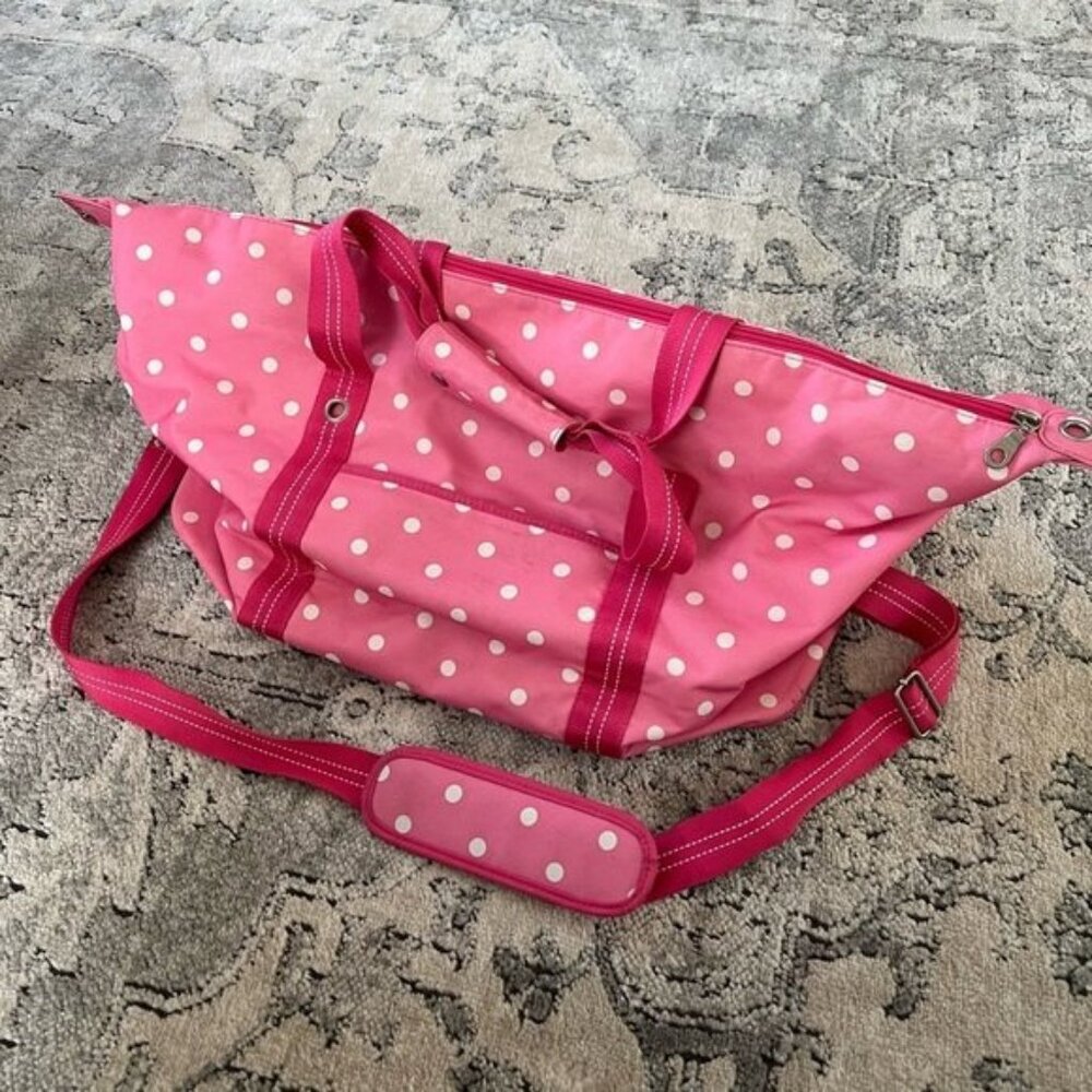 Pottery Barn Teen Pink Polka Dot Duffel Bag Overnight Bag Travel PB Teen